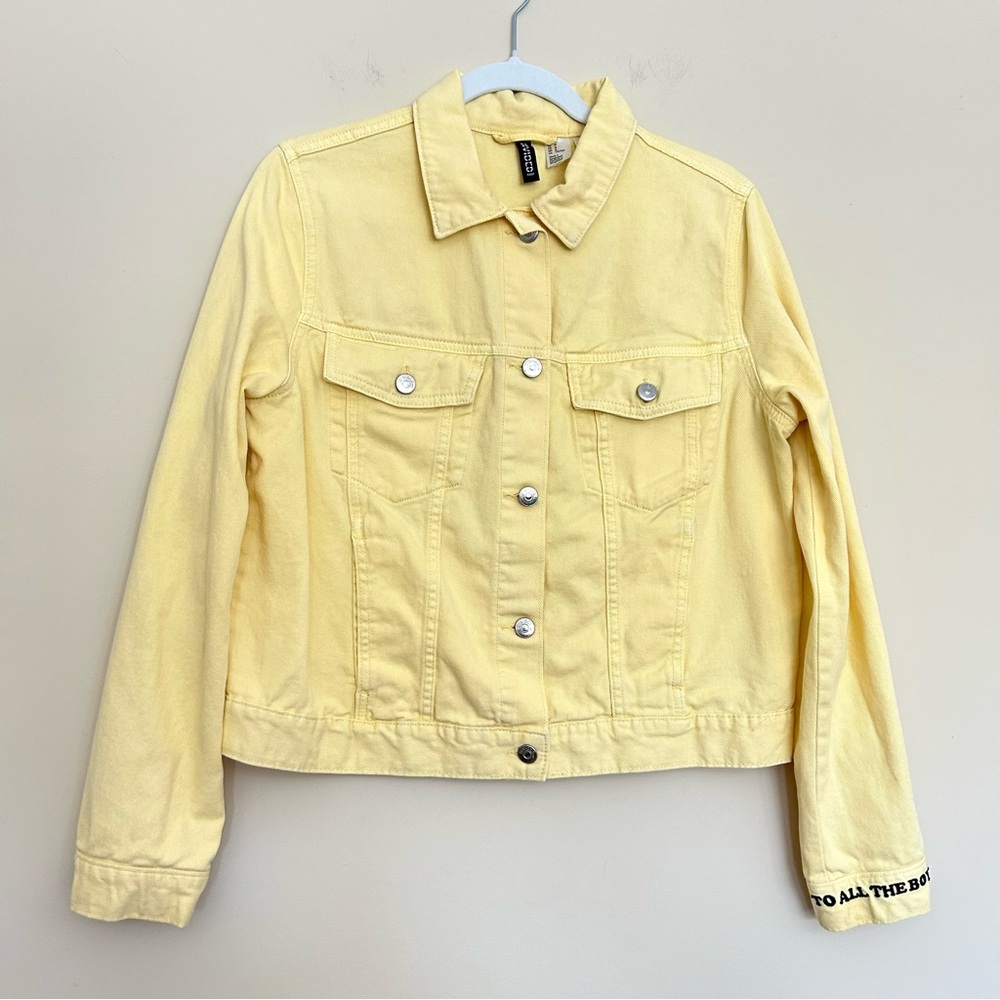 Divided by H&M Women’s Spring Yellow Cropped Denim Jean Jacket - Picture 10 of 11